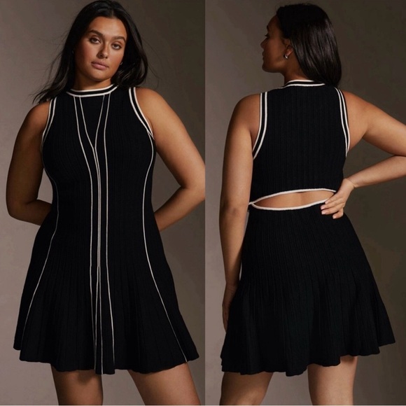 Anthropologie Black and White Midi Dress - Picture 2 of 7